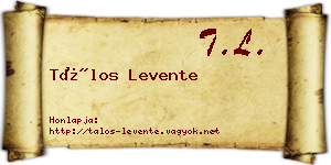 Tálos Levente névjegykártya